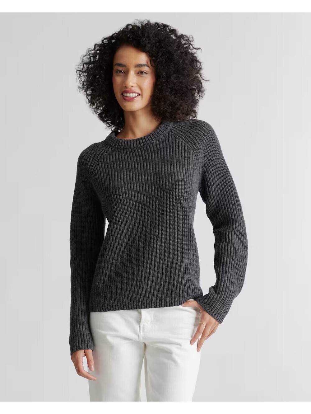 Quince 100% Organic Cotton Fisherman Crew Sweater Womens Size Medium EUC